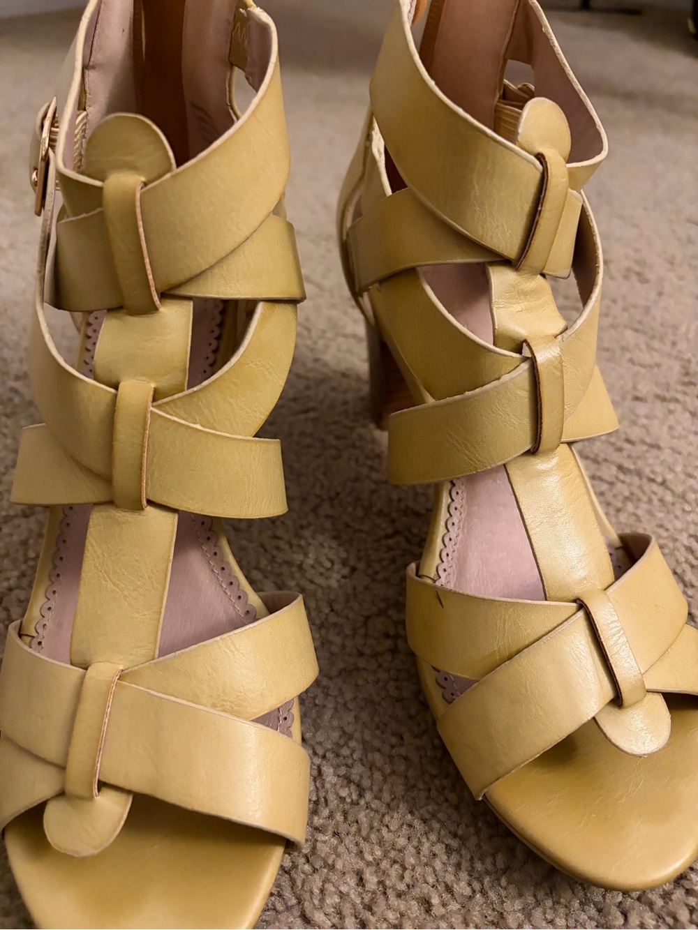 Restricted Yellow Strappy High Heel Sandals